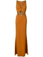 Roberto Cavalli Bead Embellished Gown - Brown