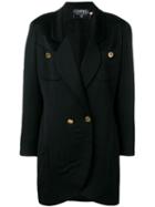 Chanel Pre-owned 1980's Elongated Blazer Coat - Black