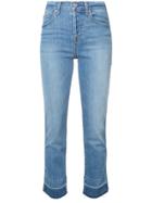 7 For All Mankind High Waist Crop Straight Jeans - Blue