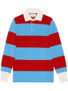 Gucci Striped Polo With Thanatos Embroidery - Blue