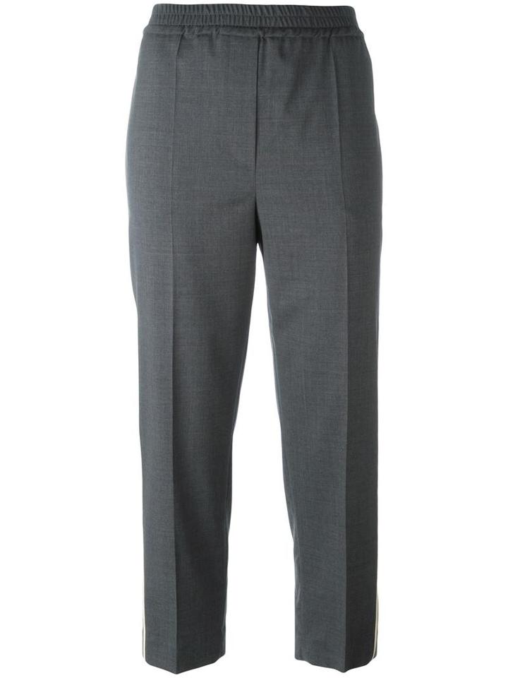 Brunello Cucinelli Side Stripe Cropped Trousers, Women's, Size: 40, Grey, Virgin Wool/cotton/lurex/cupro