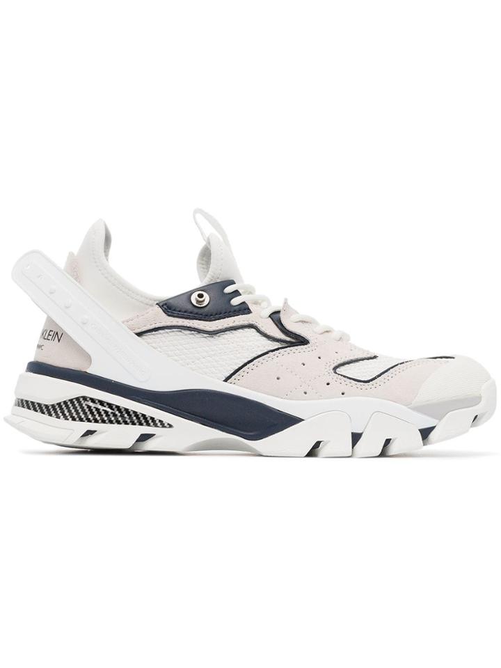 Calvin Klein 205w39nyc White And Navy Blue Carlos 10 Mesh And Leather