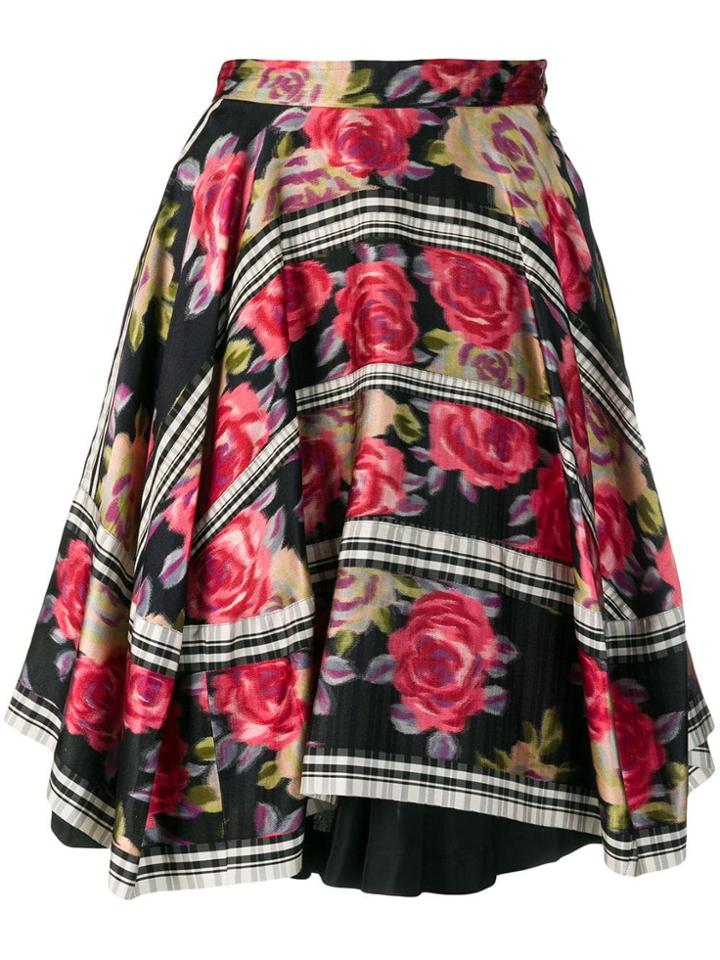 Comme Des Garçons Vintage 1989's Layered Floral Skirt - Black