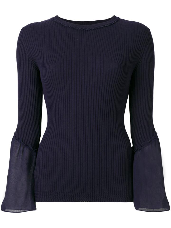 3.1 Phillip Lim Long-sleeve Ribbed Top - Pink & Purple