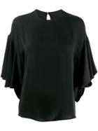Valentino Ruffled Batwing Blouse - Black