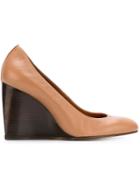 Lanvin Wedge Pumps, Women's, Size: 41, Nude/neutrals, Goat Skin/bos Taurus/rubber