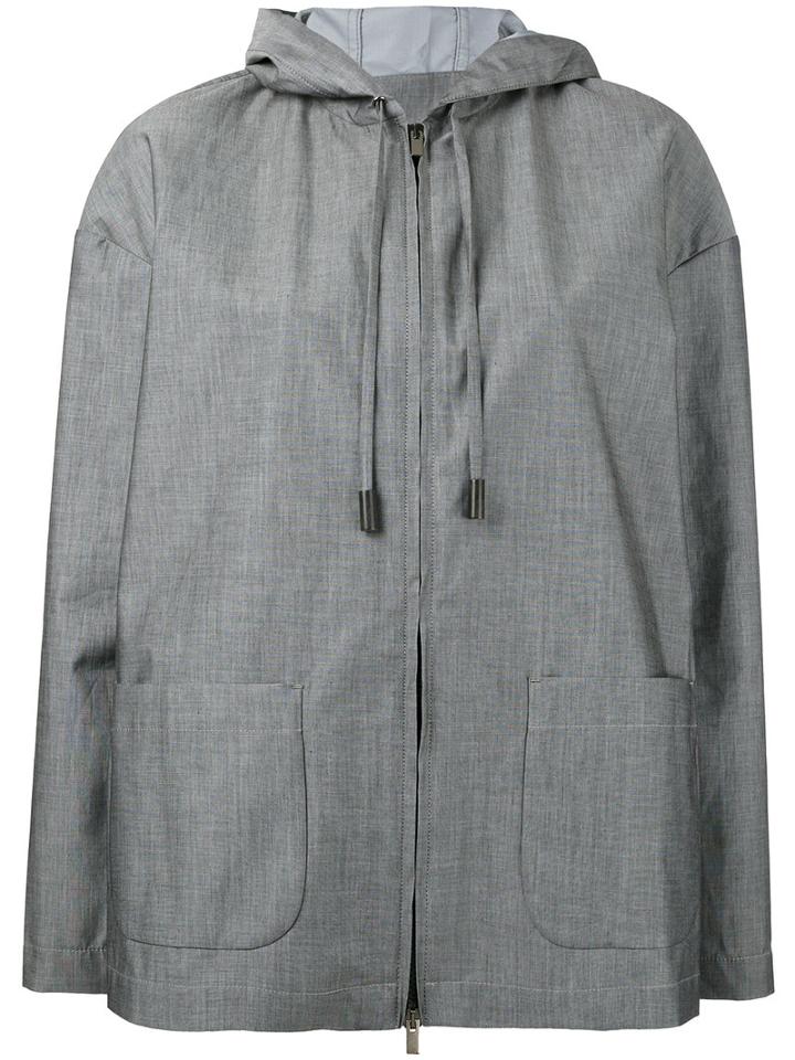 Eleventy - Patch Pockets Hooded Jacket - Women - Cotton/polyamide - M, Grey, Cotton/polyamide