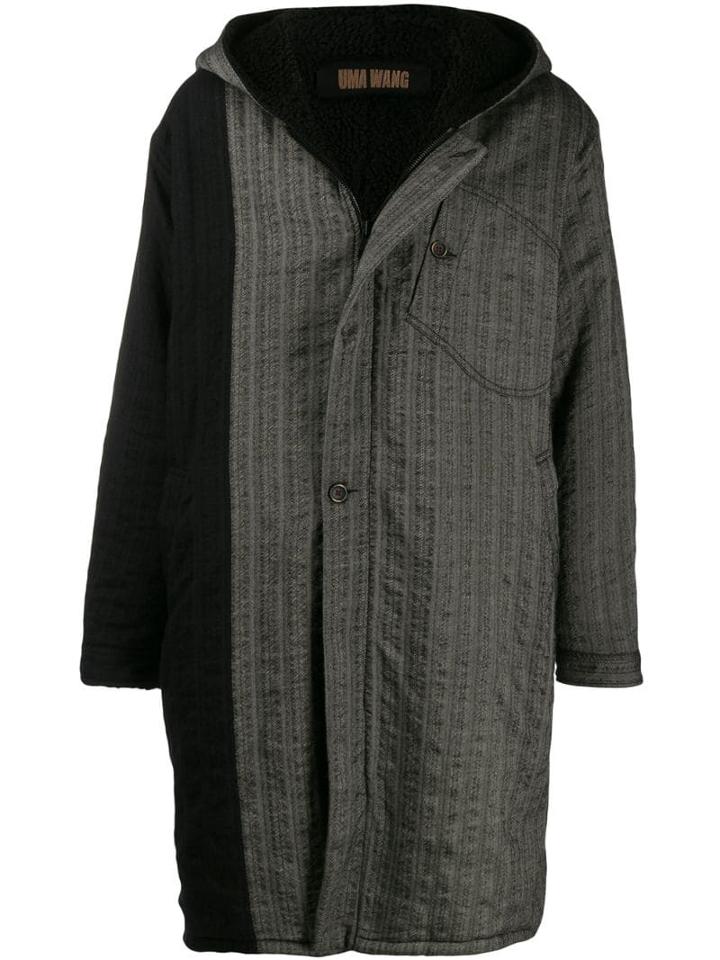 Uma Wang Panel Hooded Parka Coat - Black