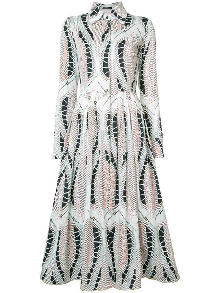 Sophie Theallet Leaf Print Shirt Dress - White