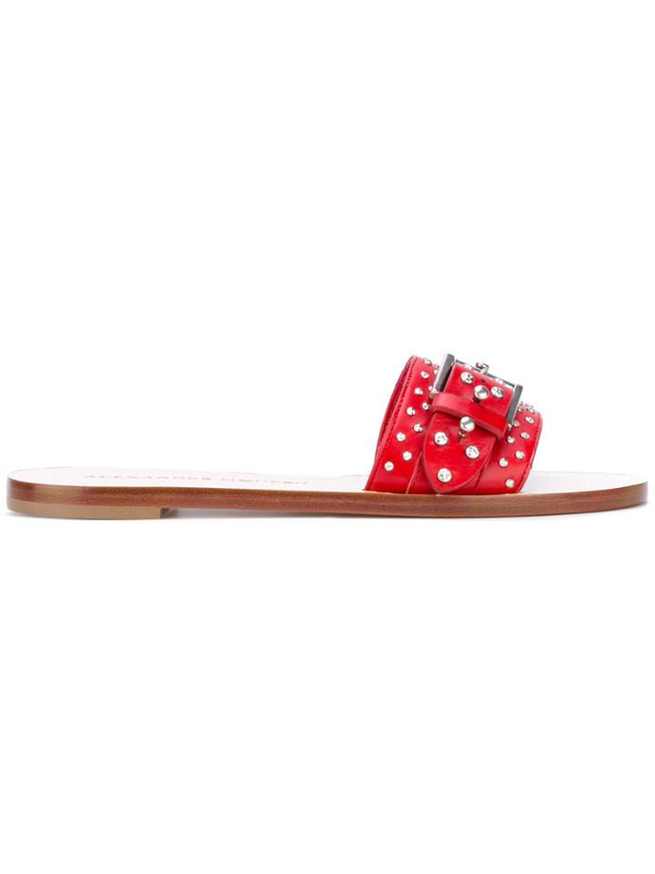 Alexander Mcqueen Hobnail Slides - Red