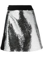 Mugler - Sequinned Front Slit Skirt - Women - Polyamide/polyester/viscose - 40, Grey, Polyamide/polyester/viscose