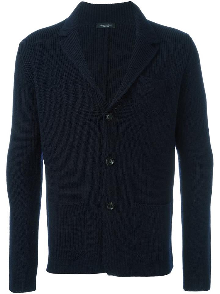 Roberto Collina Three Button Blazer, Men's, Size: 52, Blue, Virgin Wool