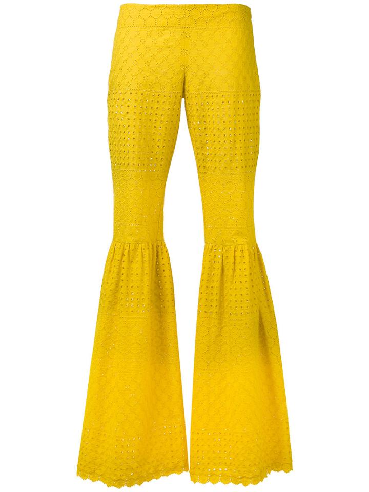 Daizy Shely - Flared Trousers - Women - Cotton - 42, Yellow/orange, Cotton
