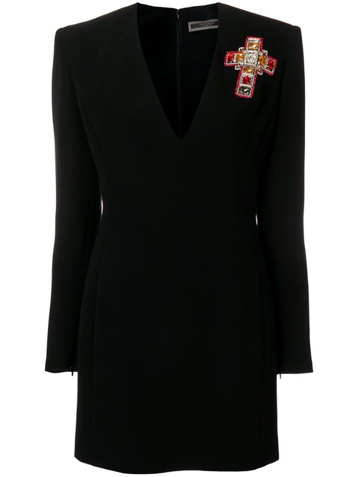 Versace Embellished Cross Dress - Black