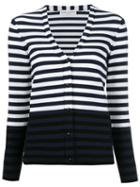 Sonia Rykiel Striped V-neck Cardigan, Women's, Size: Small, Blue, Cotton/polyester