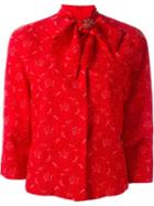 Ermanno Scervino Bow Collar Crop Jacket, Women's, Size: 44, Red, Polyamide/viscose/polyester/spandex/elastane