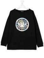 Balmain Kids Teen Iridescent Logo Print Sweatshirt - Black