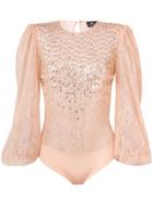 Elisabetta Franchi Embellished Lace Bodie - Nude & Neutrals