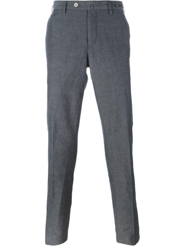 Pt01 Pleated Tapered Trousers, Men's, Size: 52, Grey, Linen/flax/cotton