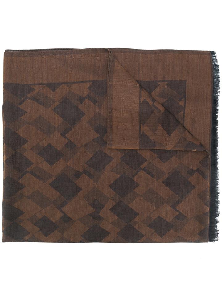 Z Zegna Fringed Jacquard Scarf - Brown