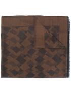 Z Zegna Fringed Jacquard Scarf - Brown