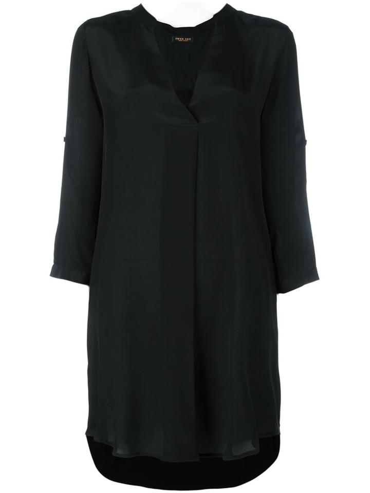 Twin-set V-neck Dress, Women's, Size: Small, Black, Silk/polyester/spandex/elastane