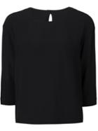 Maison Margiela Cropped Sleeve Blouse, Women's, Size: 40, Black, Silk/polyamide/acetate