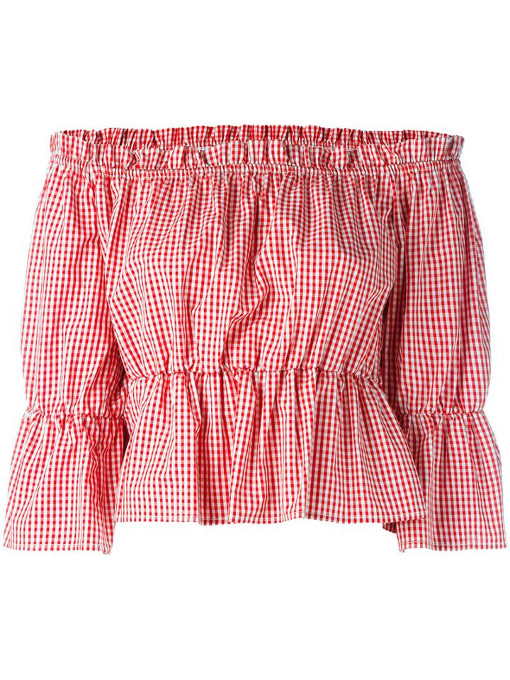Dondup Checked Blouse, Size: 44, Red, Cotton