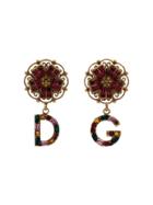 Dolce & Gabbana Multicoloured Branded Charm Flower Drop Earrings -