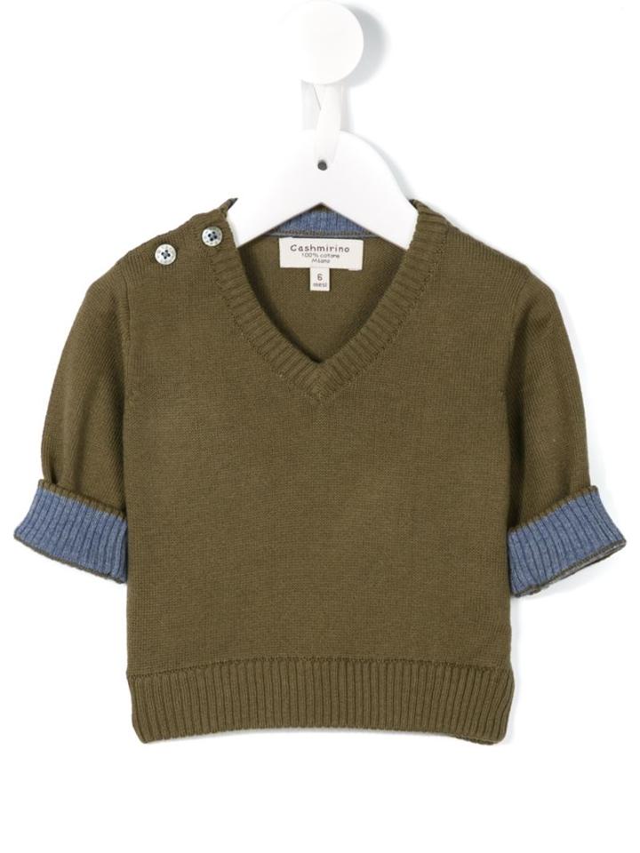 Cashmirino V-neck Jumper, Toddler Boy's, Size: 12 Mth, Green