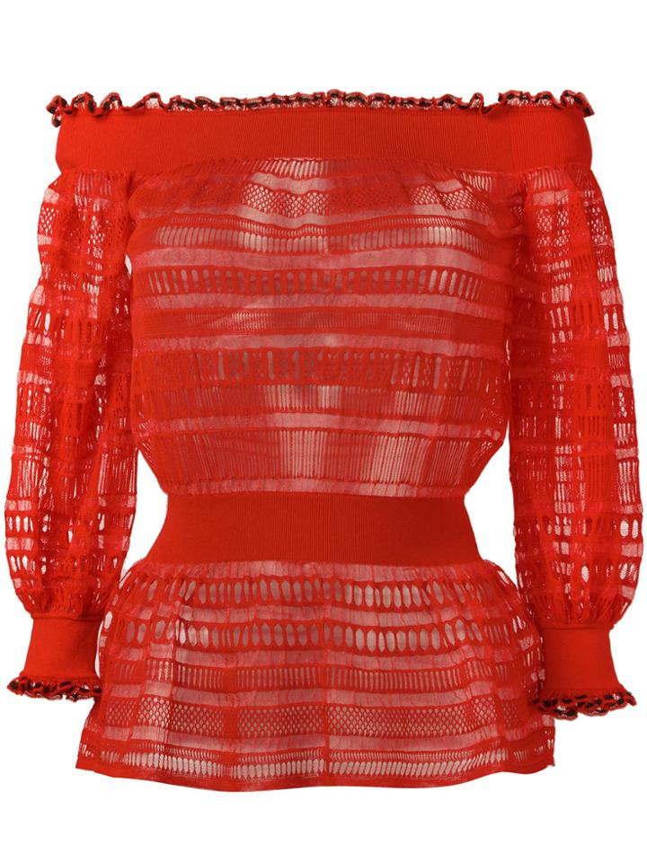 Alexander Mcqueen Lace Knit Top - Red