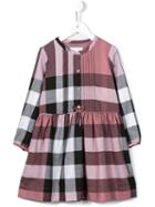 Burberry Kids Checked Dress, Girl's, Size: 12 Yrs, Pink/purple