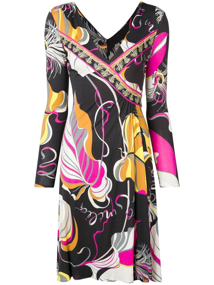 Emilio Pucci Printed Wrap Dress - Black