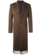 Givenchy Fringed Hem Coat, Men's, Size: 48, Brown, Polyester/viscose/cashmere