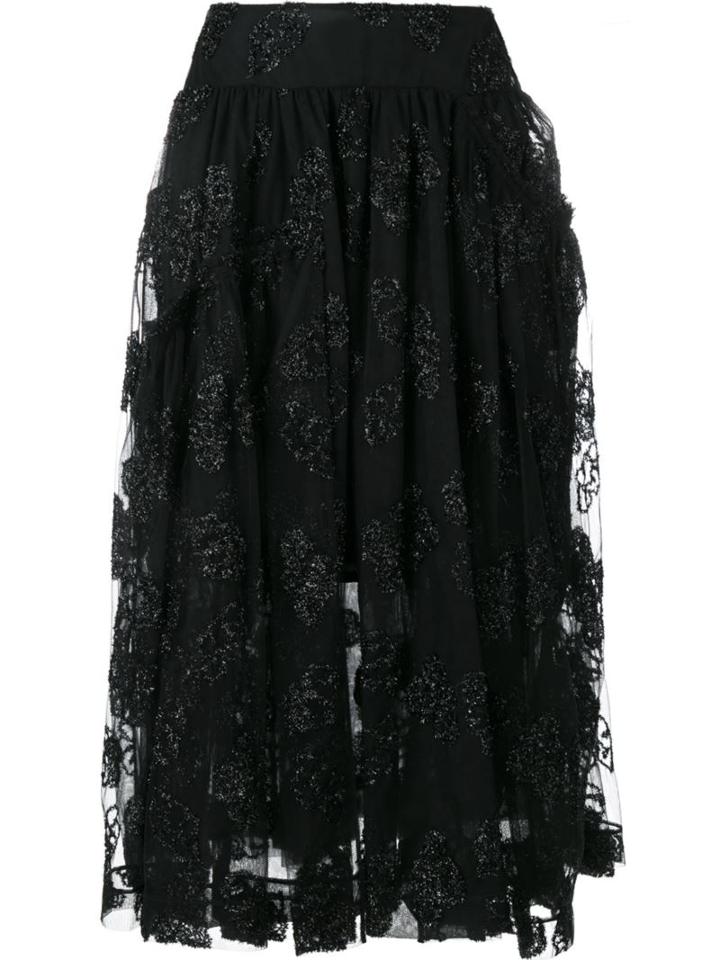 Simone Rocha Jacquard Tulle Midi Skirt, Women's, Size: 10, Black, Polyester/polyamide/polyamide