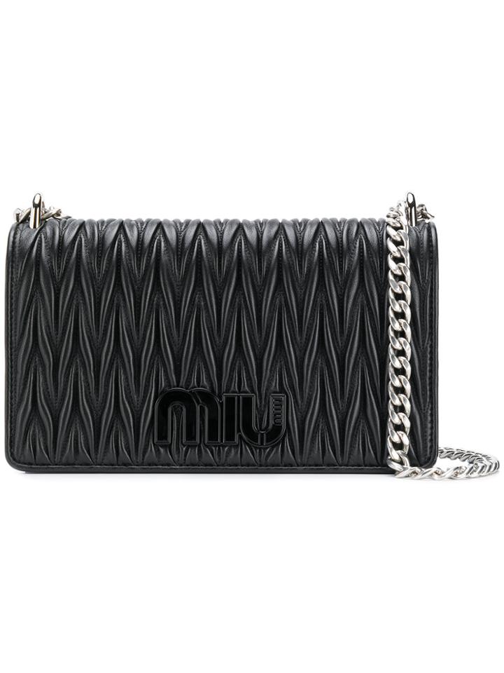 Miu Miu Miu Logo Quilted Bag - Black