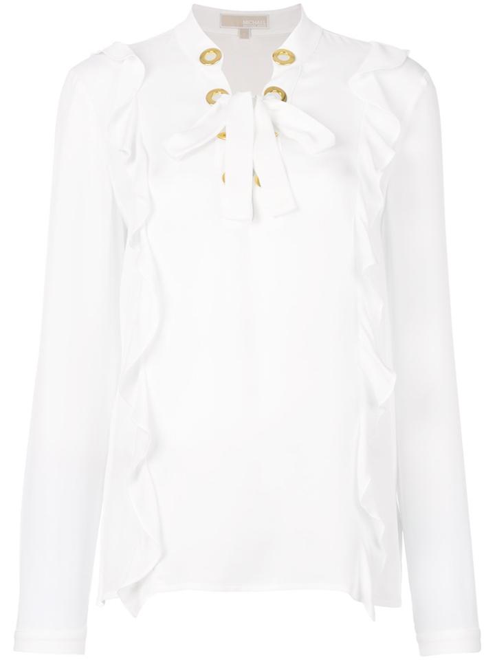 Michael Michael Kors Ruffled Lace-up Blouse - White