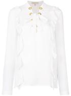 Michael Michael Kors Ruffled Lace-up Blouse - White