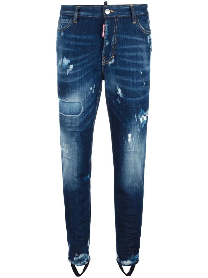 Dsquared2 Ski Gaiter Bleached Jeans - Blue