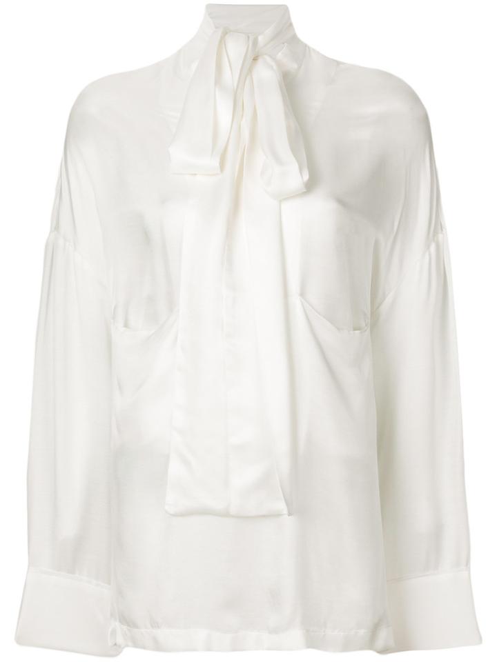 Dolce & Gabbana Oversized Pussy Bow Blouse - White