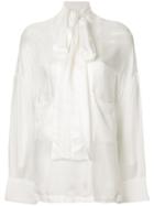 Dolce & Gabbana Oversized Pussy Bow Blouse - White