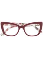 Dolce & Gabbana Eyewear Rose Print Glasses - Red