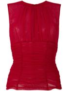 Dolce & Gabbana Ruched Mesh Top - Red