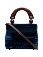 By Far Blue Mini Fiona Velvet Tote