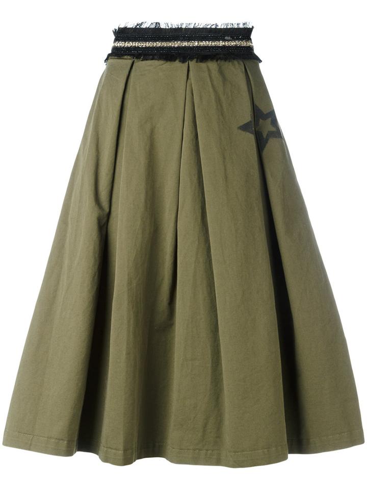 History Repeats Frayed Waistband Skirt, Women's, Size: 40, Green, Cotton/spandex/elastane