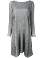Pleats Please By Issey Miyake Asymmetric Hem Pleated Dress, Women's, Size: Medium, Grey, Polyester