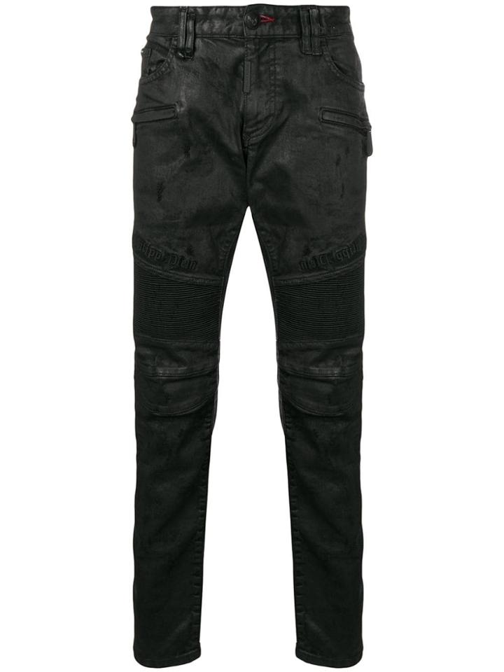 Philipp Plein Distressed Coated Jeans - Black