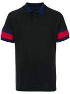 À La Garçonne Striped Sleeves Polo Shirt - Black
