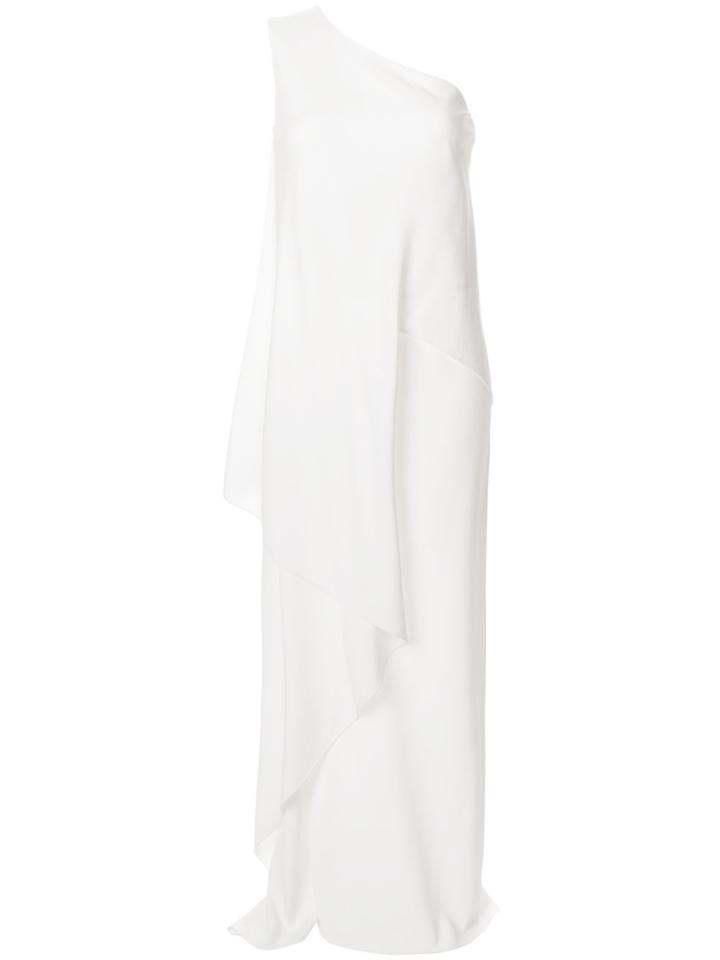 Vionnet One Shoulder Draped Evening Dress - White