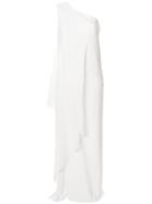 Vionnet One Shoulder Draped Evening Dress - White